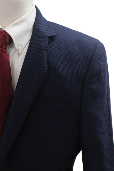 Calvin Klein Mens Dark Blue Solid Collared Button Blazer Size 40