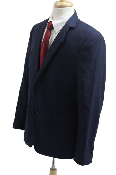 Calvin Klein Mens Dark Blue Solid Collared Button Blazer Size 40