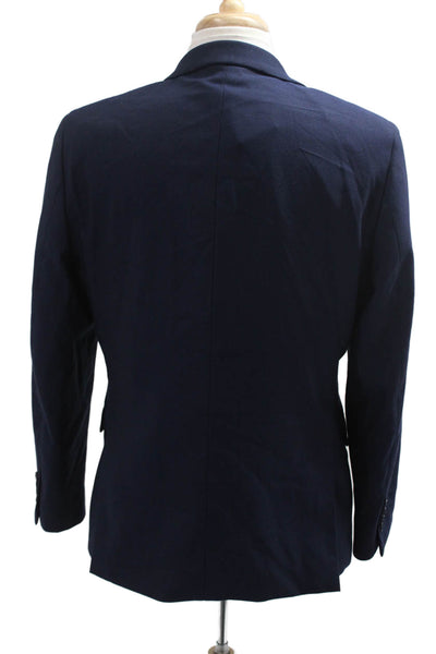 Calvin Klein Mens Dark Blue Solid Collared Button Blazer Size 40