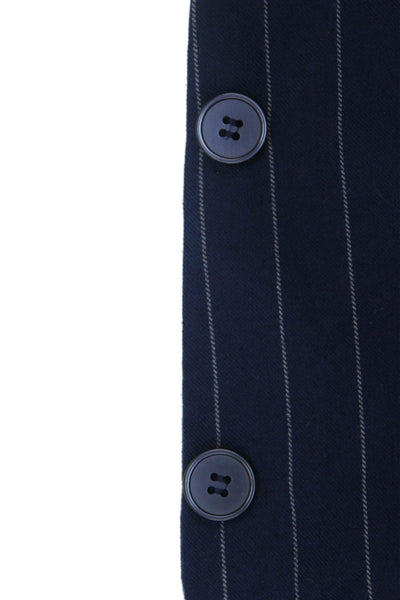 Dan John Mens Blue Striped Suit Jacket Collared Button Long Sleeve Size 48