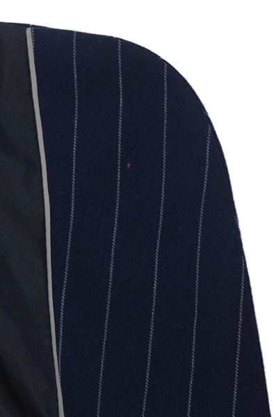 Dan John Mens Blue Striped Suit Jacket Collared Button Long Sleeve Size 48