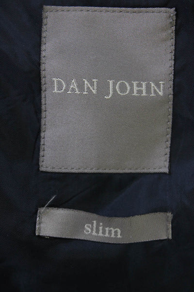 Dan John Mens Blue Striped Suit Jacket Collared Button Long Sleeve Size 48