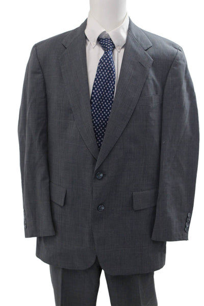 Hart Schaffner Marx Mens Dark Gray Check Wool Blend 2 Piece Suit Size 42