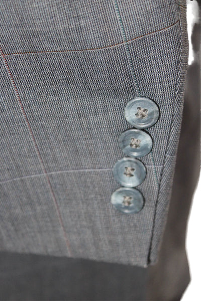 Hart Schaffner Marx Mens Dark Gray Check Wool Blend 2 Piece Suit Size 42