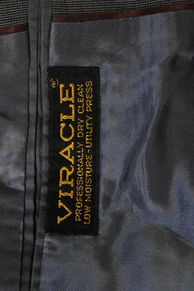 Hart Schaffner Marx Mens Dark Gray Check Wool Blend 2 Piece Suit Size 42