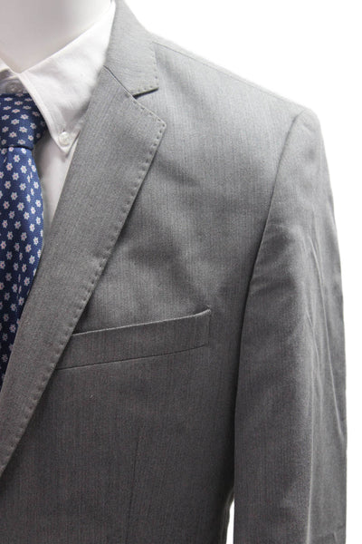 Zara Man Mens 2 Piece Herringbone Suit Gray Button Jacket Pants Size 40
