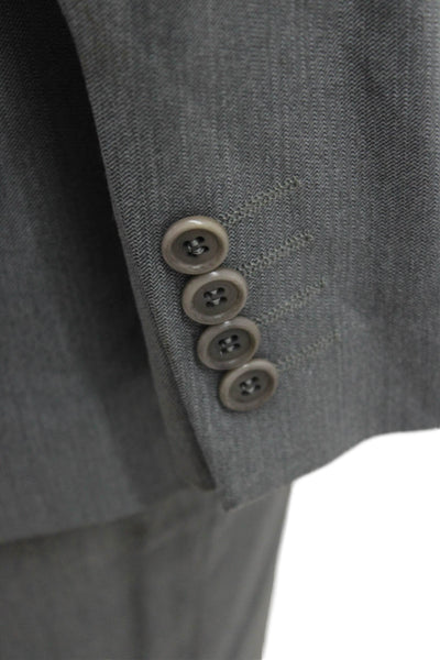 Zara Man Mens 2 Piece Herringbone Suit Gray Button Jacket Pants Size 40