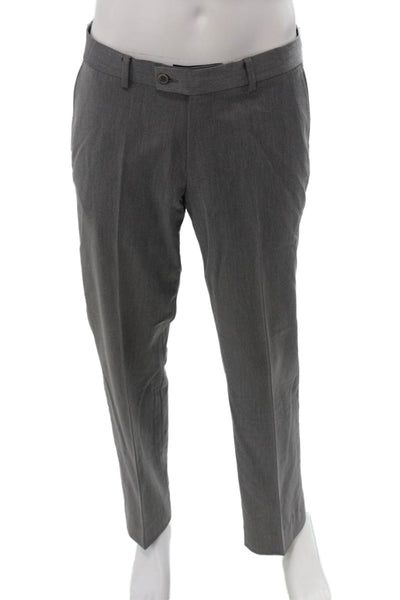 Zara Man Mens 2 Piece Herringbone Suit Gray Button Jacket Pants Size 40