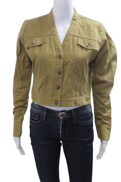 Rosie Assoulin Women Military Jacket Tan Cotton Button Size S