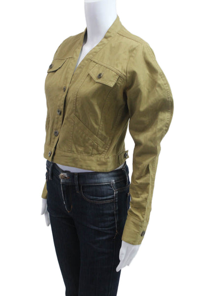Rosie Assoulin Women Military Jacket Tan Cotton Button Size S
