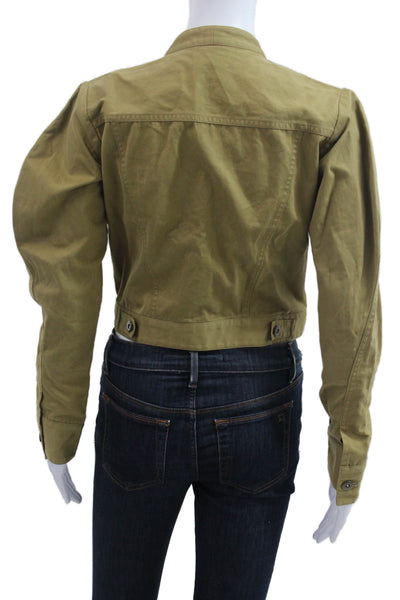 Rosie Assoulin Women Military Jacket Tan Cotton Button Size S