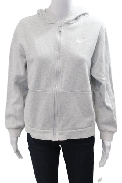 Nike Womens Full-Zip Hoodie Gray Long Sleeve Cotton Polyester Size XL
