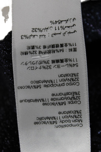 3.1 Phillip Lim Womens Basic Mock Neck Short Sleeve Dark Blue Sweater Size S