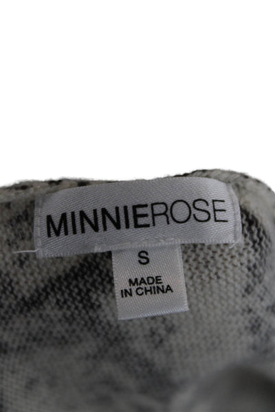 Minnie Rose Womens Beige Snake Print Cashmere Pullover Long Sleeve Size S