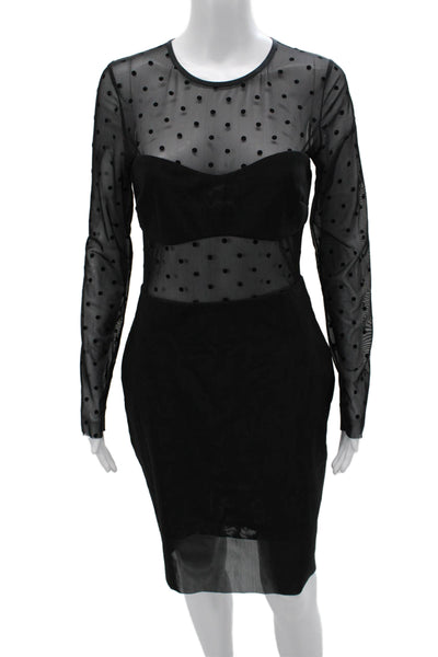 Bec & Bridge Women Black Bodycon Sheath Dress Long Sleeve Knee Length Size 8