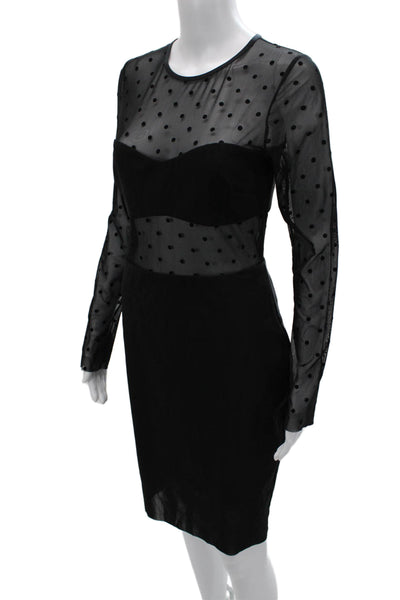 Bec & Bridge Women Black Bodycon Sheath Dress Long Sleeve Knee Length Size 8
