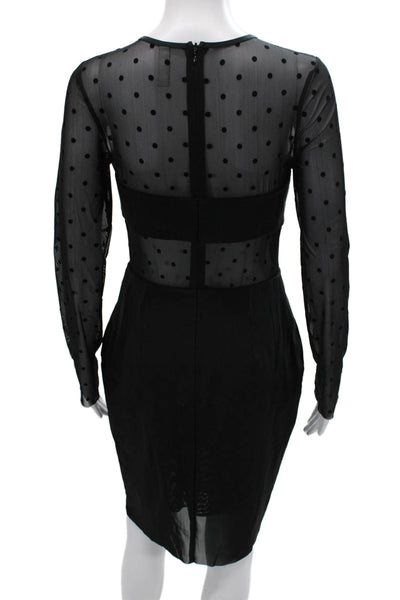 Bec & Bridge Women Black Bodycon Sheath Dress Long Sleeve Knee Length Size 8