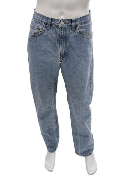 Levis Mens Straight Jeans Light Blue 100% Cotton Button Size 32