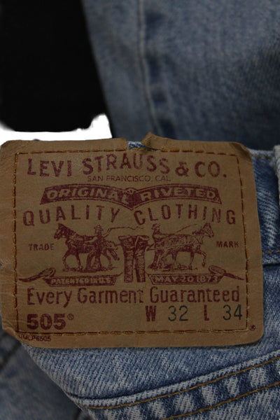 Levis Mens Straight Jeans Light Blue 100% Cotton Button Size 32