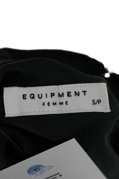 Equipment Femme Womens Shirt Dress Sleeveless Silk Green Collared Button Size S