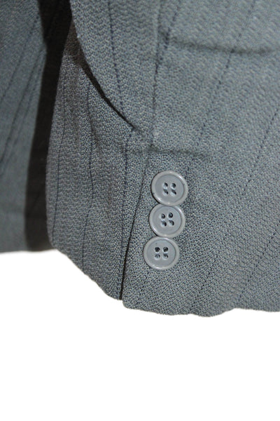 Giorgio Armani Mens Striped Virgin Wool Suit Jacket Button Collared 80s Size 42