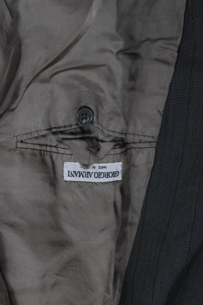 Giorgio Armani Mens Striped Virgin Wool Suit Jacket Button Collared 80s Size 42