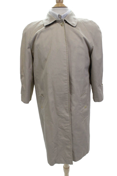 Aquascutum Mens Beige Checked Overcoat Button 3/4 Sleeve Size M