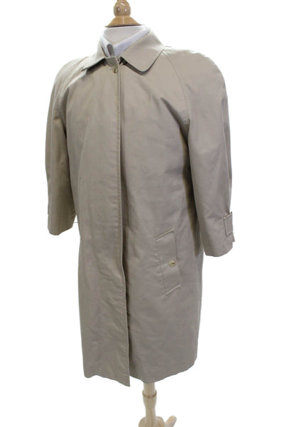 Aquascutum Mens Beige Checked Overcoat Button 3/4 Sleeve Size M