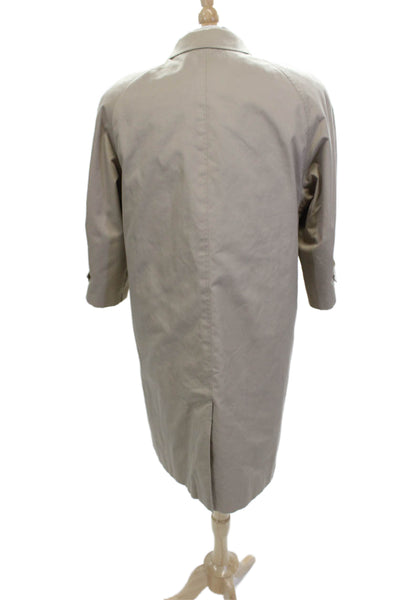 Aquascutum Mens Beige Checked Overcoat Button 3/4 Sleeve Size M