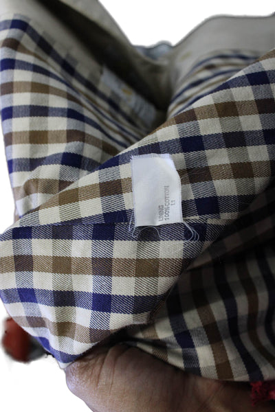 Aquascutum Mens Beige Checked Overcoat Button 3/4 Sleeve Size M