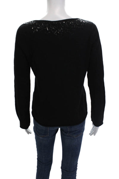 Magaschoni Women Pullover Cashmere Black Long Sleeve Round Neck Designer Size S