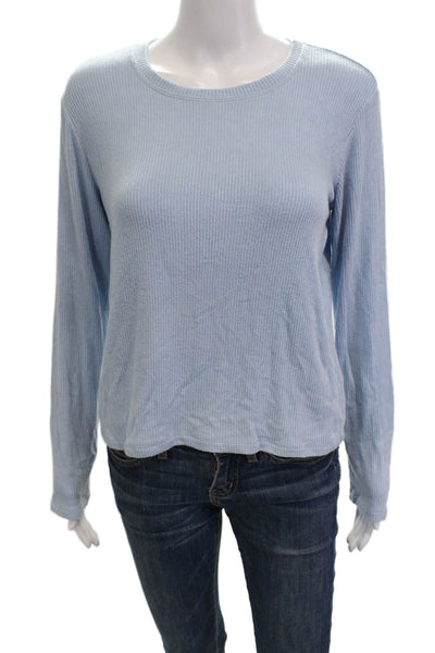 Sablyn Womens Light Blue Basic Long Sleeve Crew Neck T-Shirt Size S