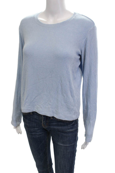 Sablyn Womens Light Blue Basic Long Sleeve Crew Neck T-Shirt Size S