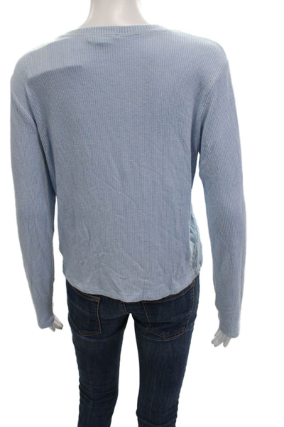 Sablyn Womens Light Blue Basic Long Sleeve Crew Neck T-Shirt Size S