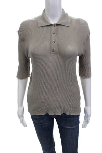 Ta.Sk Womens Collared Gray 100% Wool Pullover Sweater 3/4 Sleeve Size 42