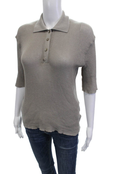 Ta.Sk Womens Collared Gray 100% Wool Pullover Sweater 3/4 Sleeve Size 42