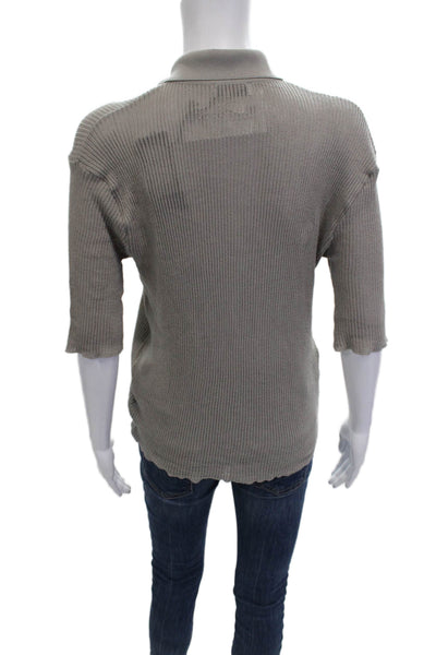 Ta.Sk Womens Collared Gray 100% Wool Pullover Sweater 3/4 Sleeve Size 42