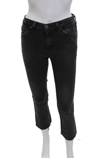 AG-ED Denim Womens Skinny Cropped Ankle Jeans Dark Gray Low Rise Button Size 25