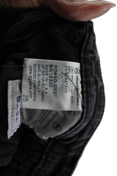 AG-ED Denim Womens Skinny Cropped Ankle Jeans Dark Gray Low Rise Button Size 25