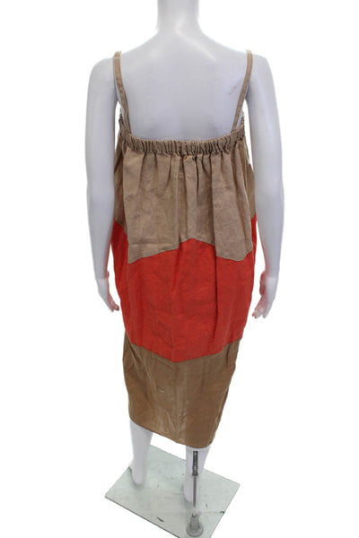 Saralam Womens Kaftan Sundress Beige Sleeveless Boho Cotton Linen Size S