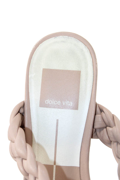 Dolce Vita Womens Block Heel Double Braided Strap Slide Sandals Brown Size 8