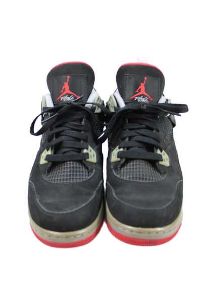 Air Jordan Boys Lace Up Nike Air Jordan 4 Retro Bred Sneakers Black Gray Size 7