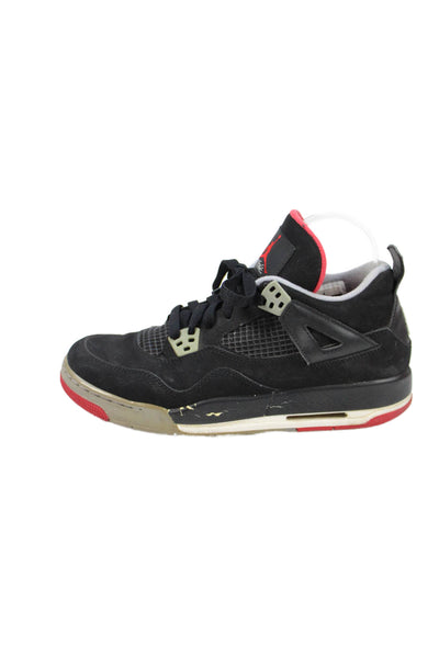 Air Jordan Boys Lace Up Nike Air Jordan 4 Retro Bred Sneakers Black Gray Size 7