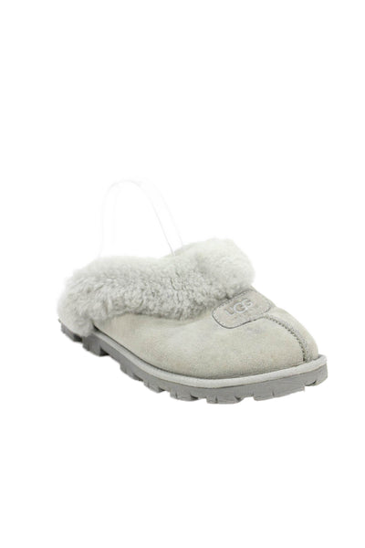 UGG Australia Womens Slip On Shearling Lined Logo Mules Slippers Gray Size 9