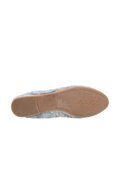 Splendid Womens Slip On Round Toe Denim Ballet Flats Blue Size 8.5