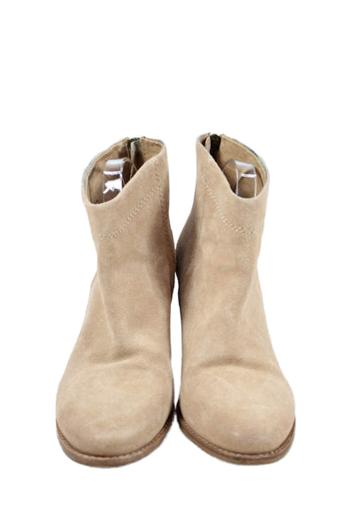 Splendid Womens Back Zip Block Heel Suede Ankle Booties Beige Suede Size 8.5