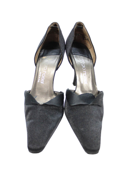 Sergio Rossi Womens High Heel Pointed Square Toe Dorsay Pumps Black Size 39
