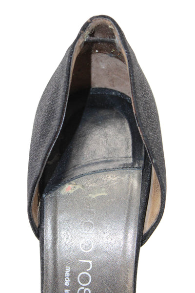 Sergio Rossi Womens High Heel Pointed Square Toe Dorsay Pumps Black Size 39