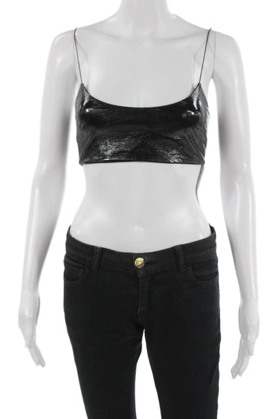 L'Academie Women Black Cropped Camisole Hook & Eye Sleeveless Size 2XS