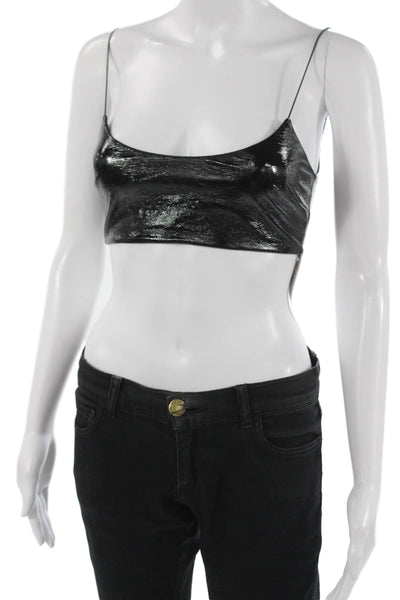 L'Academie Women Black Cropped Camisole Hook & Eye Sleeveless Size 2XS
